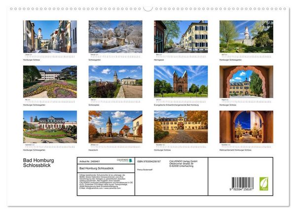 Produktbild: Bad Homburg Schlossblick (hochwertiger Premium Wandkalender 2027 DIN A2 quer), Kunstdruck in Hochglanz