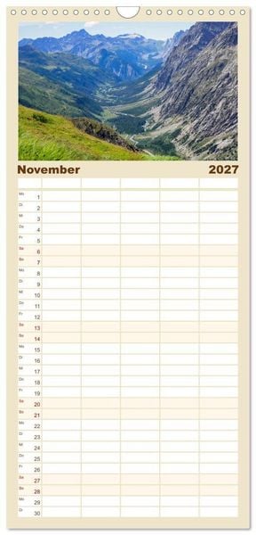 Produktbild: Familienplaner 2027 - TMB - Mont Blanc mit 5 Spalten (Wandkalender, 21 x 45 cm) CALVENDO