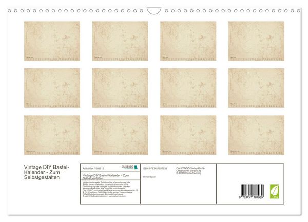 Produktbild: Vintage DIY Bastel-Kalender - Zum Selbstgestalten (Wandkalender 2026 DIN A3 quer), CALVENDO Monatskalender