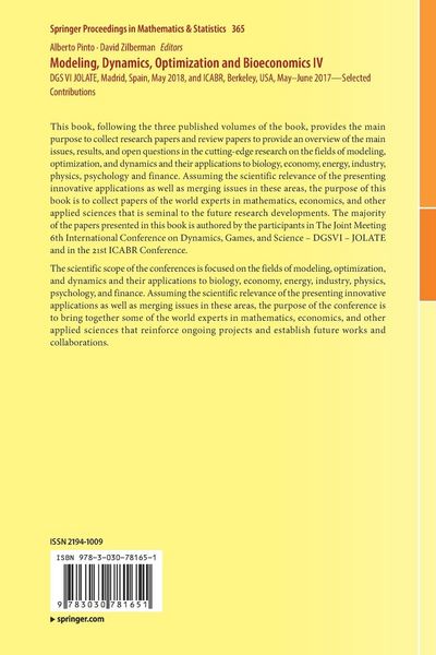 Produktbild: Modeling, Dynamics, Optimization and Bioeconomics IV