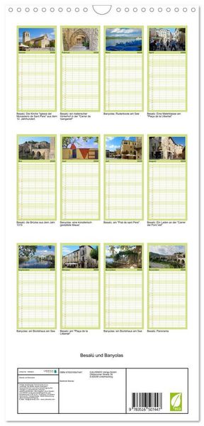 Produktbild: Familienplaner 2026 - Besal&uacute; und Banyolas mit 5 Spalten (Wandkalender, 21 x 45 cm) CALVENDO