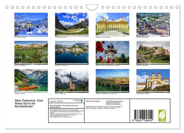 Produktbild: Mein &Ouml;sterreich. Eine Reise durch die Bundesl&auml;nder (Wandkalender 2026 DIN A4 quer), CALVENDO Monatskalender