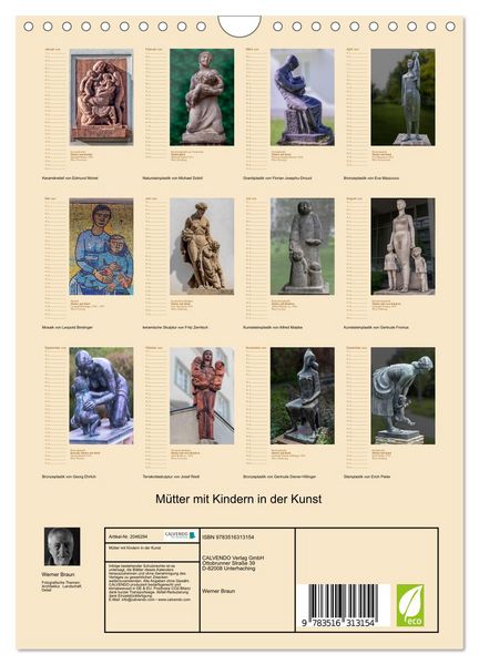 Produktbild: M&uuml;tter mit Kindern in der Kunst (Wandkalender 2026 DIN A4 hoch), CALVENDO Monatskalender