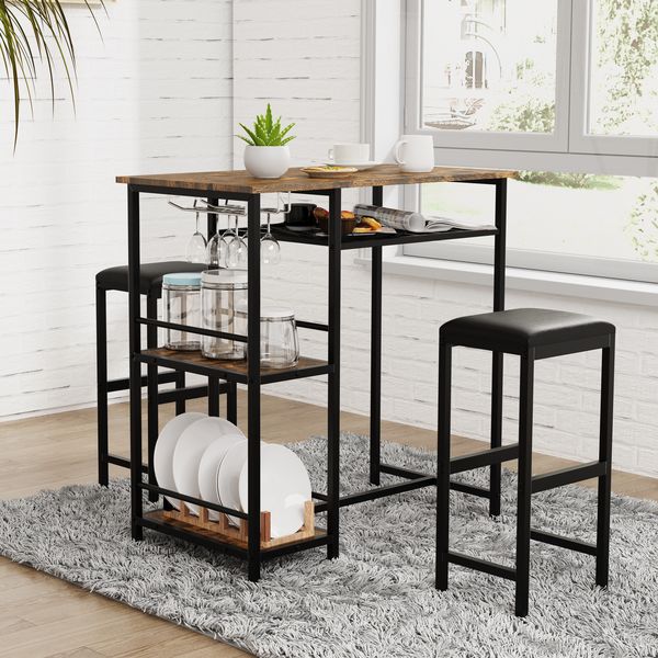 Produktbild: 3 tlg. Set Bartisch Bistrotisch Barhocker Kolari