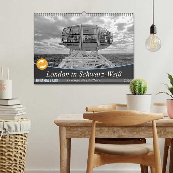 Produktbild: London in Schwarz-Wei&szlig; (Wandkalender 2026 DIN A3 quer), CALVENDO Monatskalender