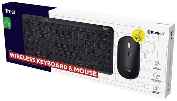 Produktbild: Trust Lyra WL Bluetooth&reg;, Funk Tastatur, Maus-Set Wiederaufladbar, Ger&auml;uscharme Tasten, Spritzwassergesch&uuml;tzt, Multimediatasten