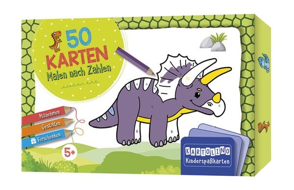 Produktbild: 50 Karten Malen nach Zahlen - Dinosaurier