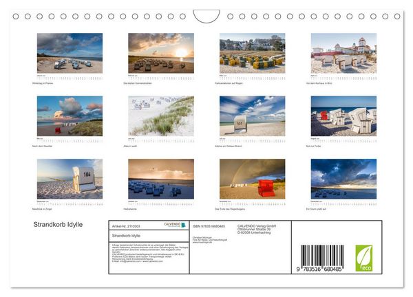 Produktbild: Strandkorb Idylle (Wandkalender 2026 DIN A4 quer), CALVENDO Monatskalender