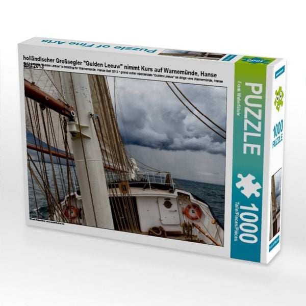 Produktbild: CALVENDO Puzzle holl&auml;ndischer Gro&szlig;segler "Gulden Leeuw" nimmt Kurs auf Warnem&uuml;nde, Hanse Sail 2013 | 1000 Teile Lege-Gr&ouml;&szlig;e 64x48cm Foto-Puzzle f&uuml;r gl&uuml;ckliche Stunden
