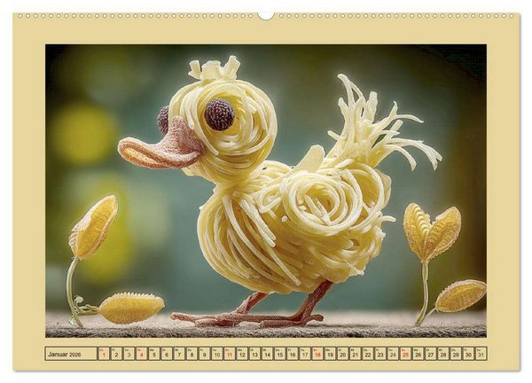 Produktbild: Auf dem Nudelhof. Spaghetti-Tiere zum Schmunzeln (Wandkalender 2026 DIN A2 quer), CALVENDO Monatskalender
