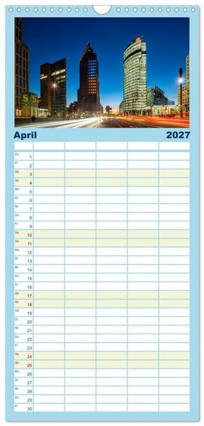 Produktbild: Familienplaner 2027 - Eine Reise durch Berlin bei Nacht mit 5 Spalten (Wandkalender, 21 x 45 cm) CALVENDO