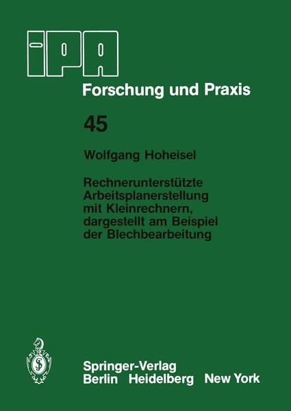 Produktbild: Rechnerunterst&uuml;tzte Arbeitsplanerstellung mit Kleinrechnern, dargestellt am Beispiel der Blechbearbeitung