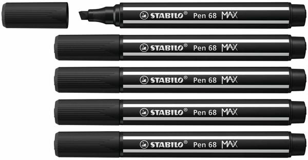 STABILO Filzstifte Pen 68 MAX, 5er Set, schwarz