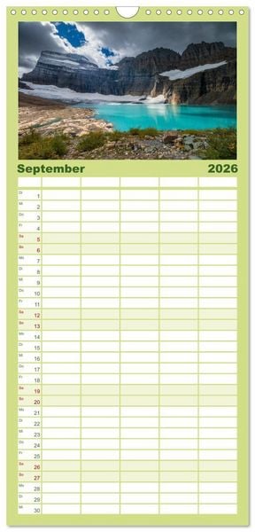 Produktbild: Familienplaner 2026 - Westw&auml;rts - &Uuml;ber die Rocky Mountains zum Pazifik mit 5 Spalten (Wandkalender, 21 x 45 cm) CALVENDO