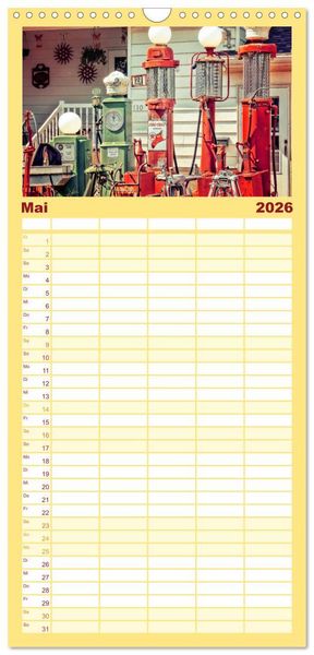 Produktbild: Familienplaner 2026 - Nostalgie auf 2451 Meilen - Route 66 mit 5 Spalten (Wandkalender, 21 x 45 cm) CALVENDO