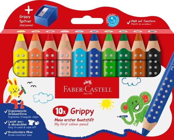 Produktbild: Faber-Castell Buntstifte Grippy 10er Set mit Spitzer