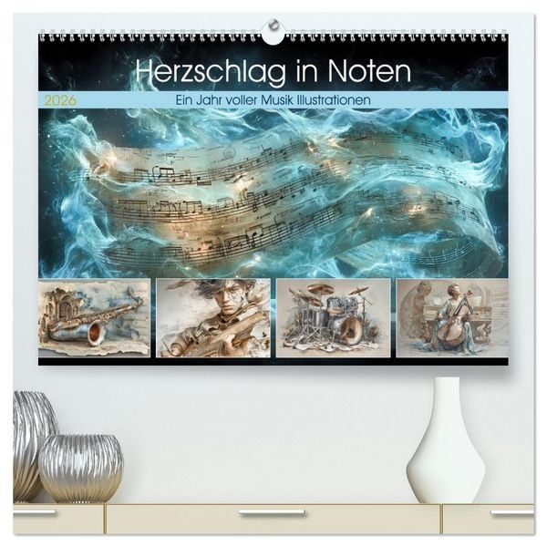 Produktbild: Herzschlag in Noten (hochwertiger Premium Wandkalender 2026 DIN A2 quer), Kunstdruck in Hochglanz
