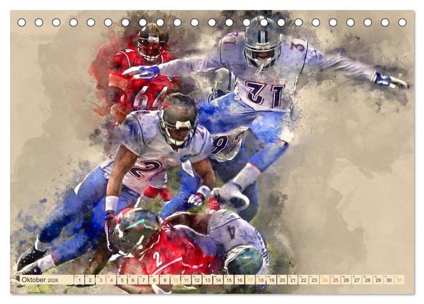 Produktbild: American Football - einfach cool (Tischkalender 2026 DIN A5 quer), CALVENDO Monatskalender