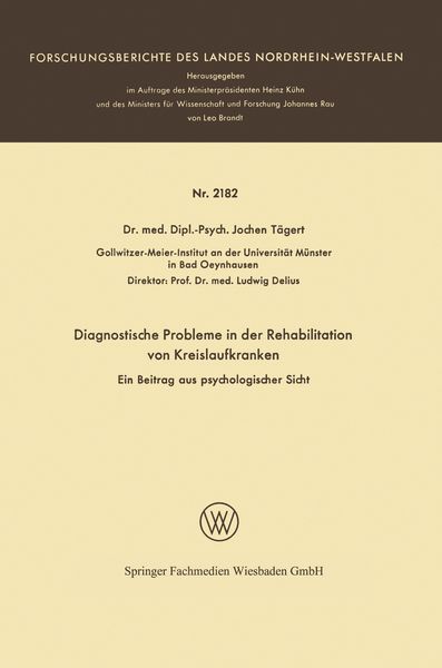 Produktbild: Diagnostische Probleme in der Rehabilitation von Kreislaufkranken