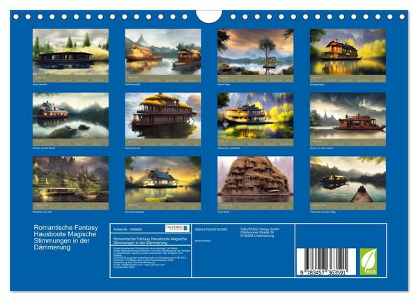 Produktbild: Romantische Fantasy Hausboote Magische Stimmungen in der D&auml;mmerung (Wandkalender 2026 DIN A4 quer), CALVENDO Monatskalender