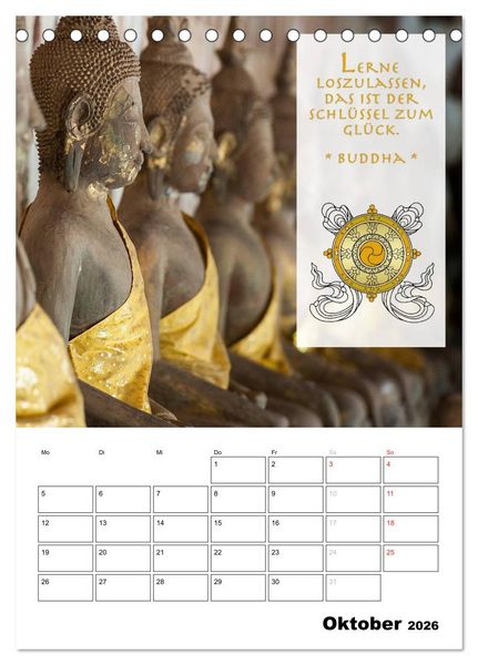 Produktbild: BUDDHAS ZITATE Buddhistische Weisheiten (Tischkalender 2026 DIN A5 hoch), CALVENDO Monatskalender