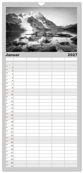 Produktbild: Familienplaner 2027 - Monochrome Wonders mit 5 Spalten (Wandkalender, 21 x 45 cm) CALVENDO