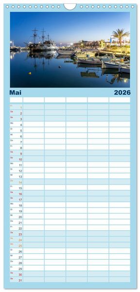 Produktbild: Familienplaner 2026 - Trauminsel Zypern mit 5 Spalten (Wandkalender, 21 x 45 cm) CALVENDO