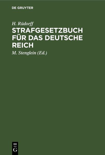 Produktbild: Strafgesetzbuch f&uuml;r das deutsche Reich