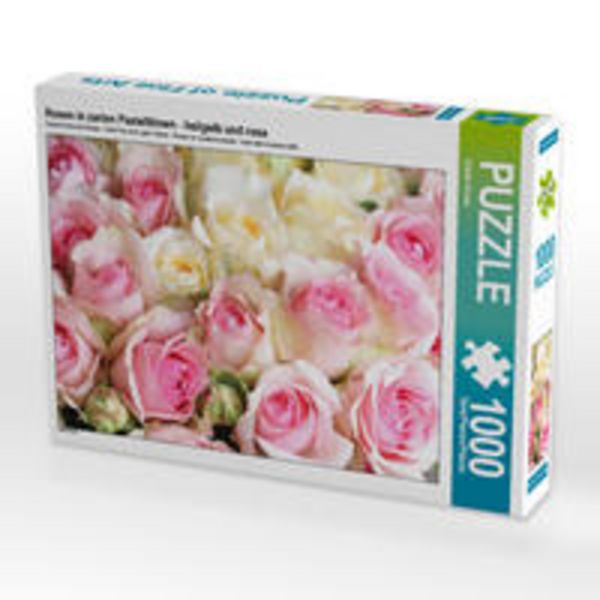 CALVENDO Puzzle Rosen in zarten Pastelltönen - hellgelb und rosa 1000 Teile Lege-Größe 64 x 48 cm Foto-Puzzle Bild von Gisela Kruse