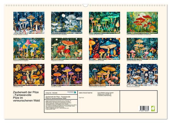 Produktbild: Zauberwelt der Pilze - Fantasievolle Pilze im verwunschenen Wald (Wandkalender 2026 DIN A2 quer), CALVENDO Monatskalender