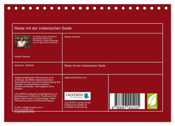 Produktbild: Reise mit der indianischen Seele (Tischkalender 2026 DIN A5 quer), CALVENDO Monatskalender