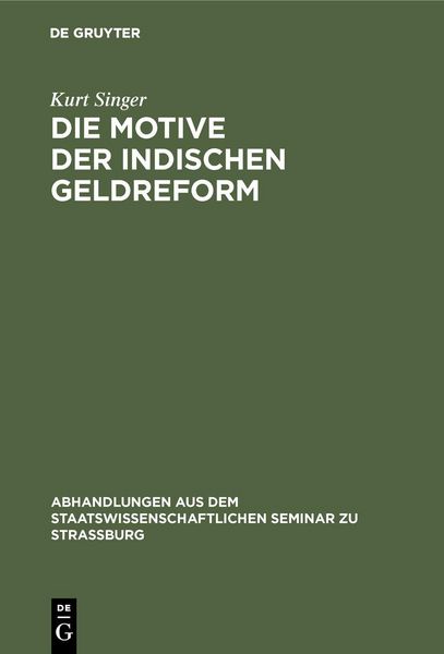Produktbild: Die Motive der indischen Geldreform