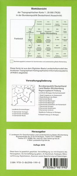 Produktbild: Freiburg im Breigau Nordwest 1 : 25 000