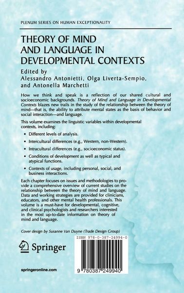 Produktbild: Theory of Mind and Language in Developmental Contexts