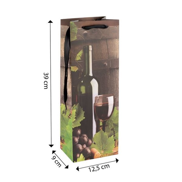 Produktbild: Idena Flaschentasche Wein schwarz 12,5x35x9cm 210g/m&sup2;