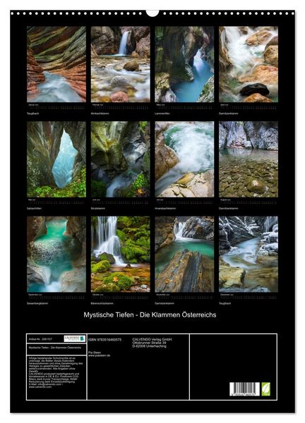 Produktbild: Mystische Tiefen - Die Klammen &Ouml;sterreichs (Wandkalender 2026 DIN A2 hoch), CALVENDO Monatskalender
