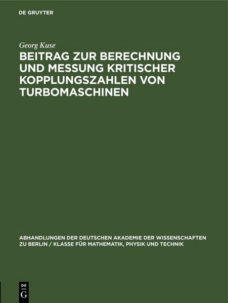 Produktbild: Beitrag zur Berechnung und Messung kritischer Kopplungszahlen von Turbomaschinen