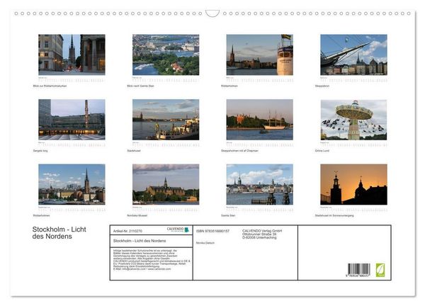 Produktbild: Stockholm - Licht des Nordens (Wandkalender 2026 DIN A2 quer), CALVENDO Monatskalender