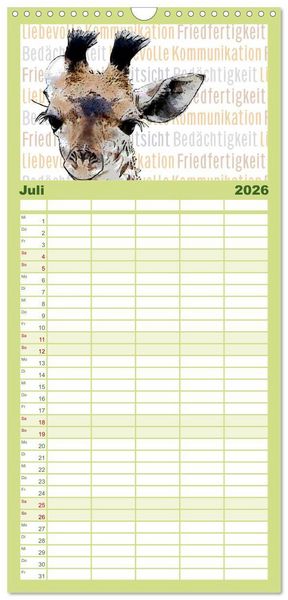 Produktbild: Familienplaner 2026 - Mein wildes Krafttier voller Achtsamkeit mit 5 Spalten (Wandkalender, 21 x 45 cm) CALVENDO
