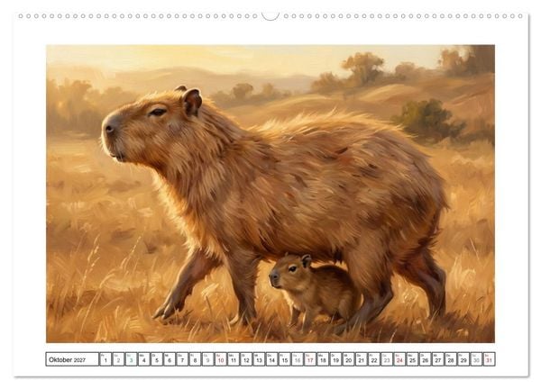 Produktbild: Capybara &ndash; Ein Nachmittag am Fluss (hochwertiger Premium Wandkalender 2027 DIN A2 quer), Kunstdruck in Hochglanz