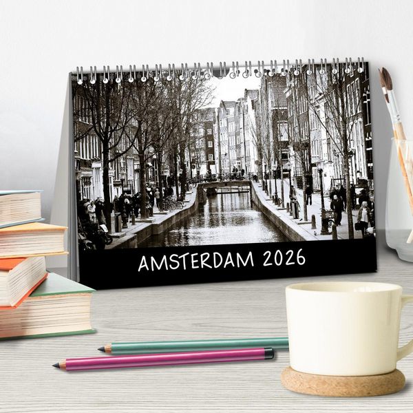 Produktbild: Amsterdam 2026 (Tischkalender 2026 DIN A5 quer), CALVENDO Monatskalender
