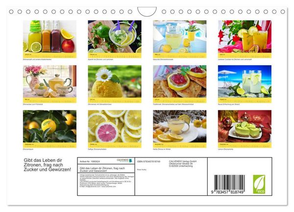 Produktbild: Gibt das Leben dir Zitronen, frag nach Zucker und Gew&uuml;rzen! (Wandkalender 2026 DIN A4 quer), CALVENDO Monatskalender