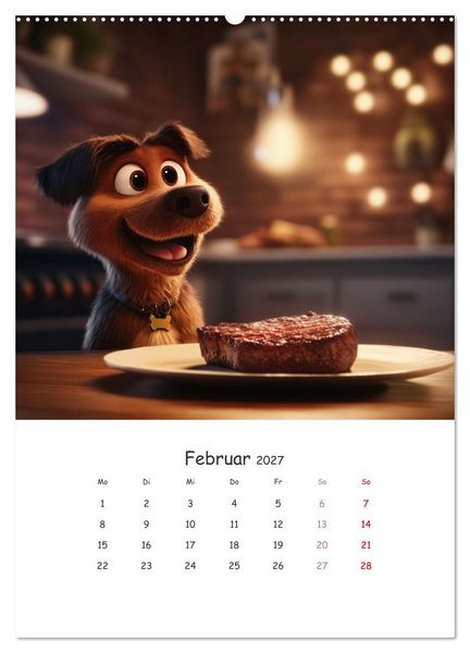 Produktbild: Fellnasen am K&uuml;chentisch - 12 KI-Motive mit Hunden (hochwertiger Premium Wandkalender 2027 DIN A2 hoch), Kunstdruck in Hochglanz