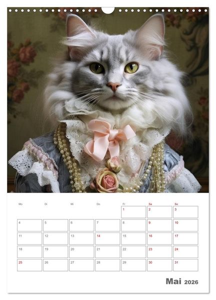 Produktbild: Royale Katzen Portraits (Wandkalender 2026 DIN A3 hoch), CALVENDO Monatskalender