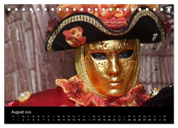 Produktbild: Maskenzauber in Venedig 2026 (Tischkalender 2026 DIN A5 quer), CALVENDO Monatskalender