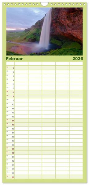 Produktbild: Familienplaner 2026 - Island mit 5 Spalten (Wandkalender, 21 x 45 cm) CALVENDO