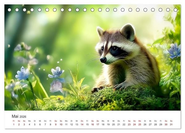 Produktbild: Frech, flauschig, fantastisch - Der Waschb&auml;ren-Kalender (Tischkalender 2026 DIN A5 quer), CALVENDO Monatskalender