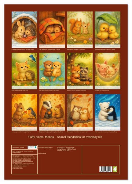 Produktbild: Fluffy animal friends - Animal friendships for everyday life (Wall Calendar 2026 DIN A2 portrait), CALVENDO 12 Month Wall Calendar