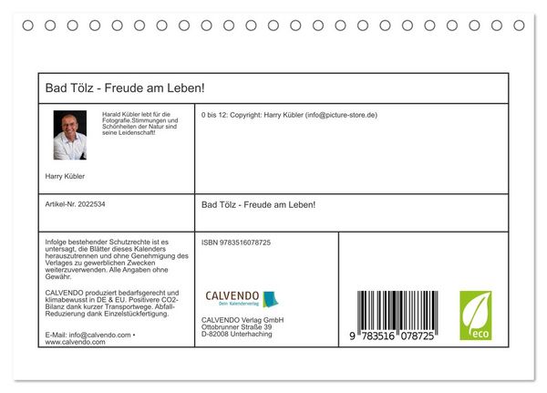 Produktbild: Bad T&ouml;lz - Freude am Leben! (Tischkalender 2026 DIN A5 quer), CALVENDO Monatskalender