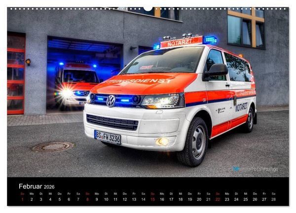 Produktbild: Einsatzfahrzeuge der Feuerwehr (hochwertiger Premium Wandkalender 2026 DIN A2 quer), Kunstdruck in Hochglanz